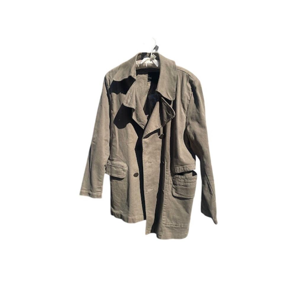 Express Men's Vintage Olive Green Double Breasted Canvas Utility Jacket S NWOT